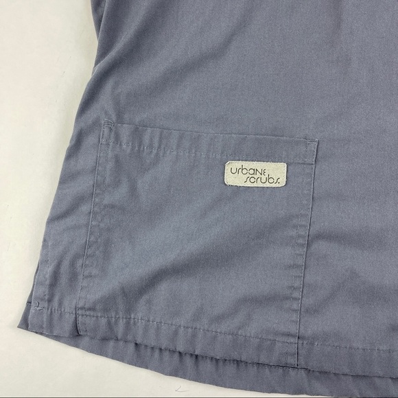 Urbane Scrub Top Womens Small Gray Pockets Vneck Short Sleeve - Picture 4 of 8